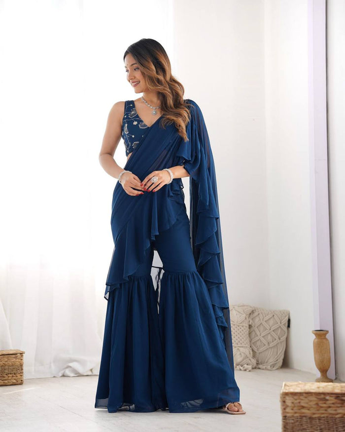 Ready to Wear Sharara saree with Full Stitched blouse