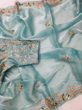 Fashion Cave Pure Soft Jimmy & Cho with Heavy Embroidery Multi Treads Saree