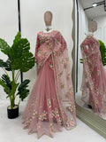 Beautiful Designer  Soft Net Febric with Thred Sequnce work Saree