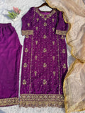 Beautiful Sequence Embroidery Fox Georgette Salwar Suit Ready To wear