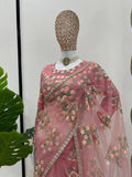 Beautiful Designer  Soft Net Febric with Thred Sequnce work Saree