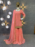 Fashion Cave Full Stitched Heavy Faux Georgette Sarara Plazo