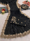 Beautiful Space Silk coding and double sequence Saree
