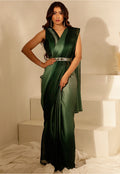 Ombre Pattern Ready to Wear Green & olive green Sarees