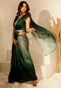 Ombre Pattern Ready to Wear Green & olive green Sarees