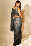 Ombre Pattern Ready to Wear Grey and Black Sarees