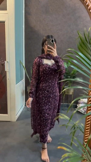 Fashion Cave Ready To Wear Wine blossom Festive suit set
