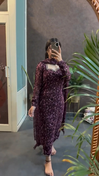 Fashion Cave Ready To Wear Wine blossom Festive suit set